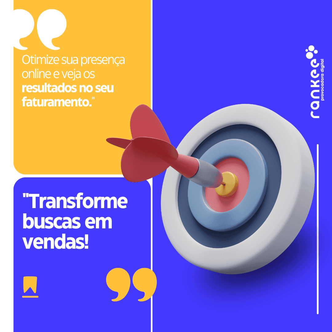 Target with dart on blue background, text about online presence and sales conversion.
